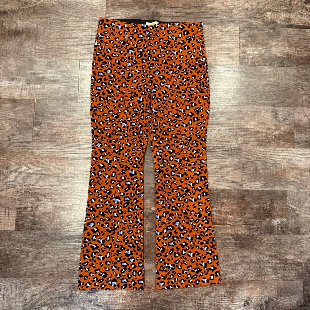 Maeve by Anthropology Cropped Orange Cheetah Print Pull On Pants Size Small